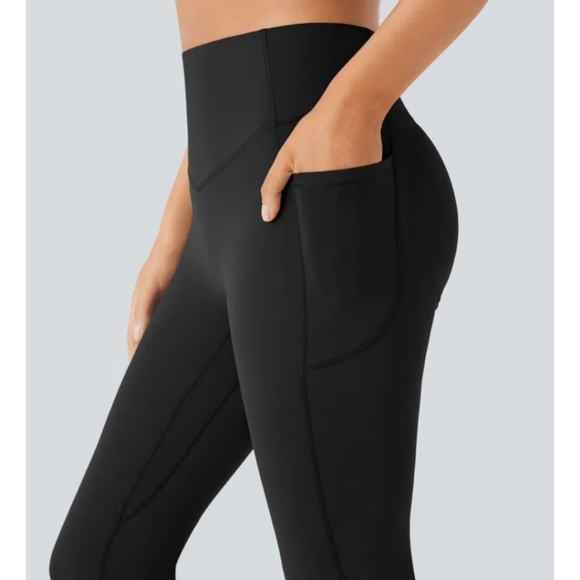NWT Halara Ultra Sculpt High Waist Tummy Control Black Flare Leggings Sz. M Tall - Picture 2 of 8